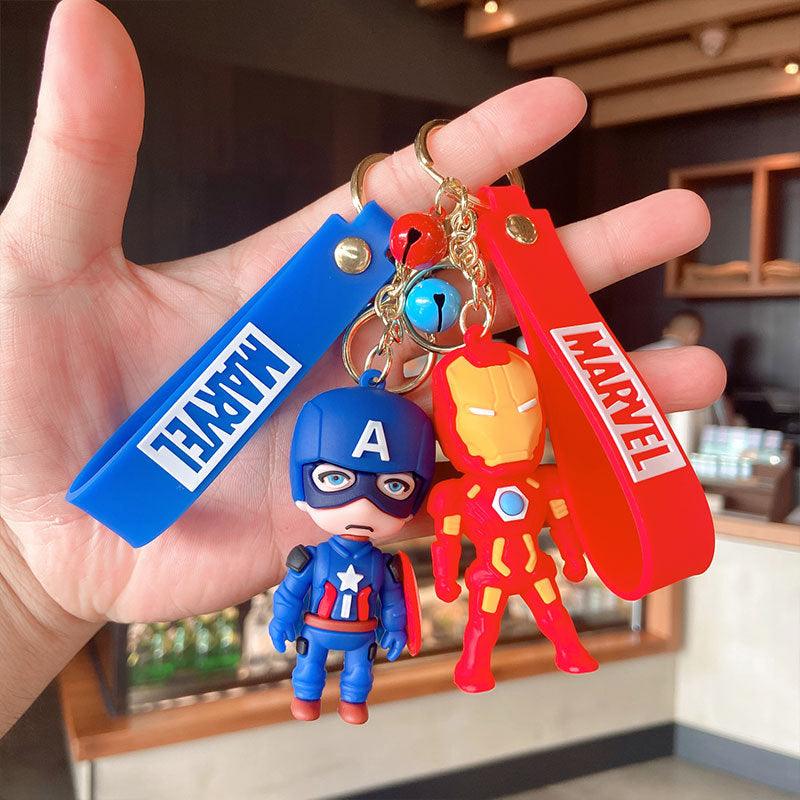 Captain America Iron Man Spiderman Marvel Cartoon Doll Keychain Key Rings