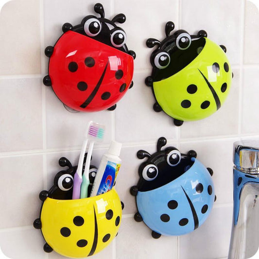 Cute Ladybug Wall Suction Kids Toothbrush Holder - 4 Colours