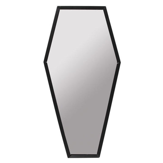 Large Black Framed Coffin Shaped Wall Mirror