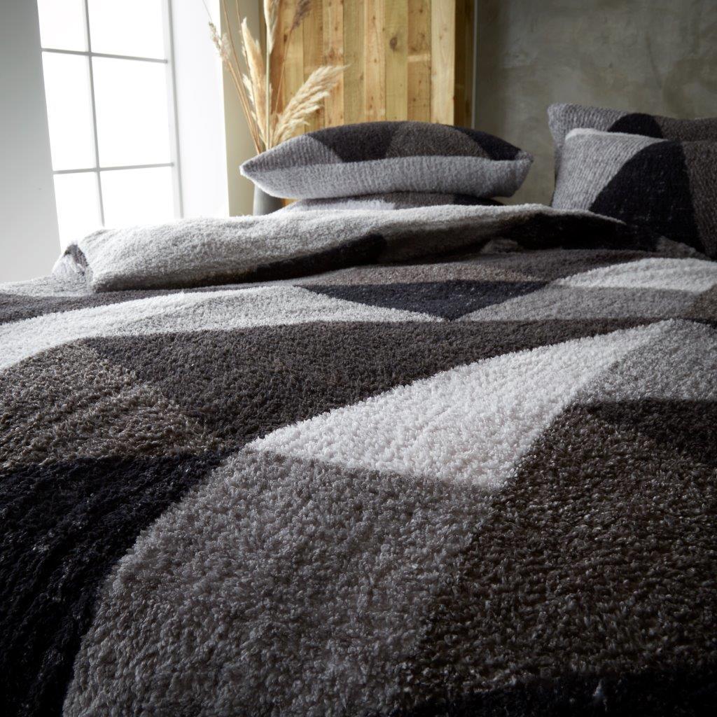 Luxury Teddy Bear Fleece Geometric Duvet Cover Bedding Set - 5 Colours