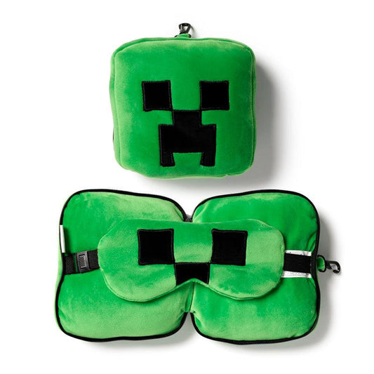 Minecraft Creeper Relaxeazzz Plush Travel Pillow & Eye Mask Set