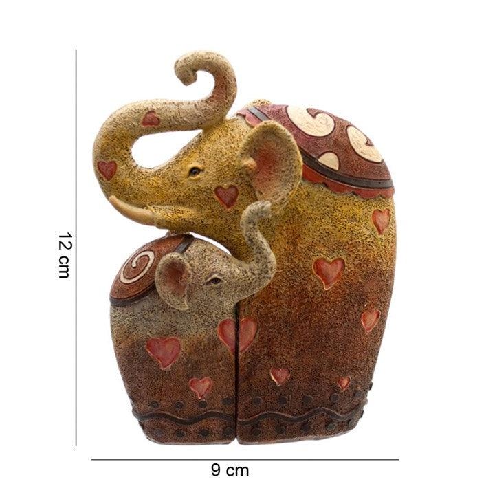 Pair of Elephants Mother and Baby Statue Puzzle Animal Ornament