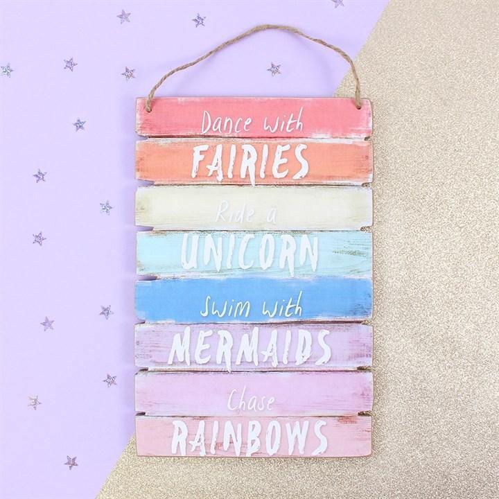 Wooden Colourful Dance With Fairies Plaque Wall Sign