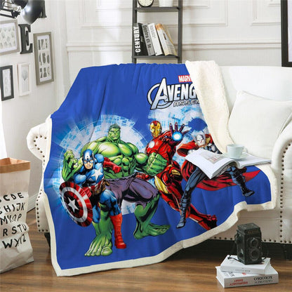 Warm Soft Fleece Blanket Throw - Blue Marvel Avengers Assemble