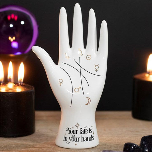 White Ceramic Palmistry Astrology Hand Ornament