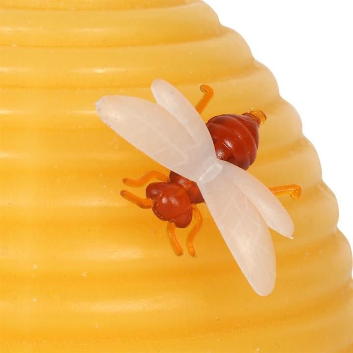 Yellow Beeswax Hive Shaped Candle with 3d Bee