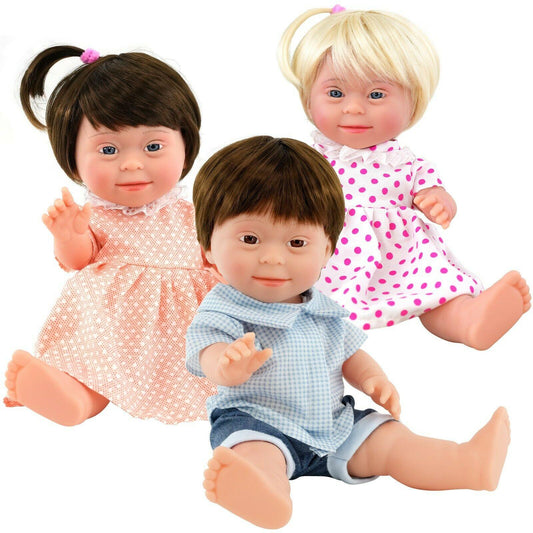 14" Down's Syndrome Real Touch Poseable New Born Baby Doll
