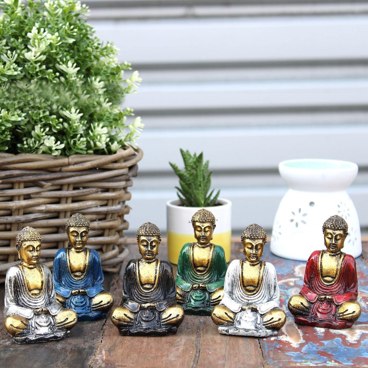 6 x Gold Mini Buddha Figure Handpainted Ornaments - Kporium Home & Garden