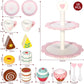 18pc Wooden Dessert 2 Tier Cake Stand with Muffins Cakes and Donuts