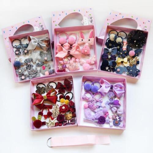 18pcs Baby Girls Head Wear Bows Hair Clips Barrettes Gift Set - 5 Colours