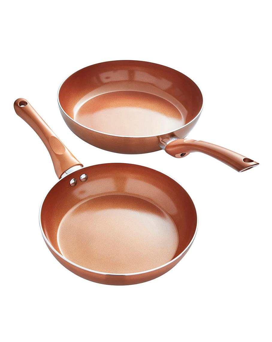 2 pc. Frying Pan Set Ceramic Coating Healthy Cooking Non Stick Pans Top View