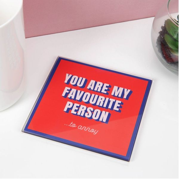 2 x For Your Eyes Only - Favourite Person To Annoy Glass Drinks Coaster