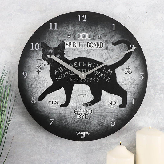 34cm Alchemy Black Cat Witches Spirit Board Gothic Wall Clock