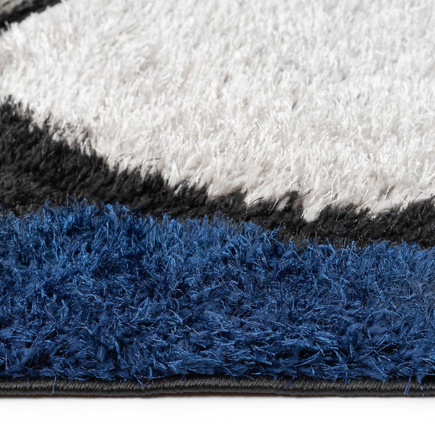 3D Pebbles Shaggy Non Shed Area Rug Runner - Navy