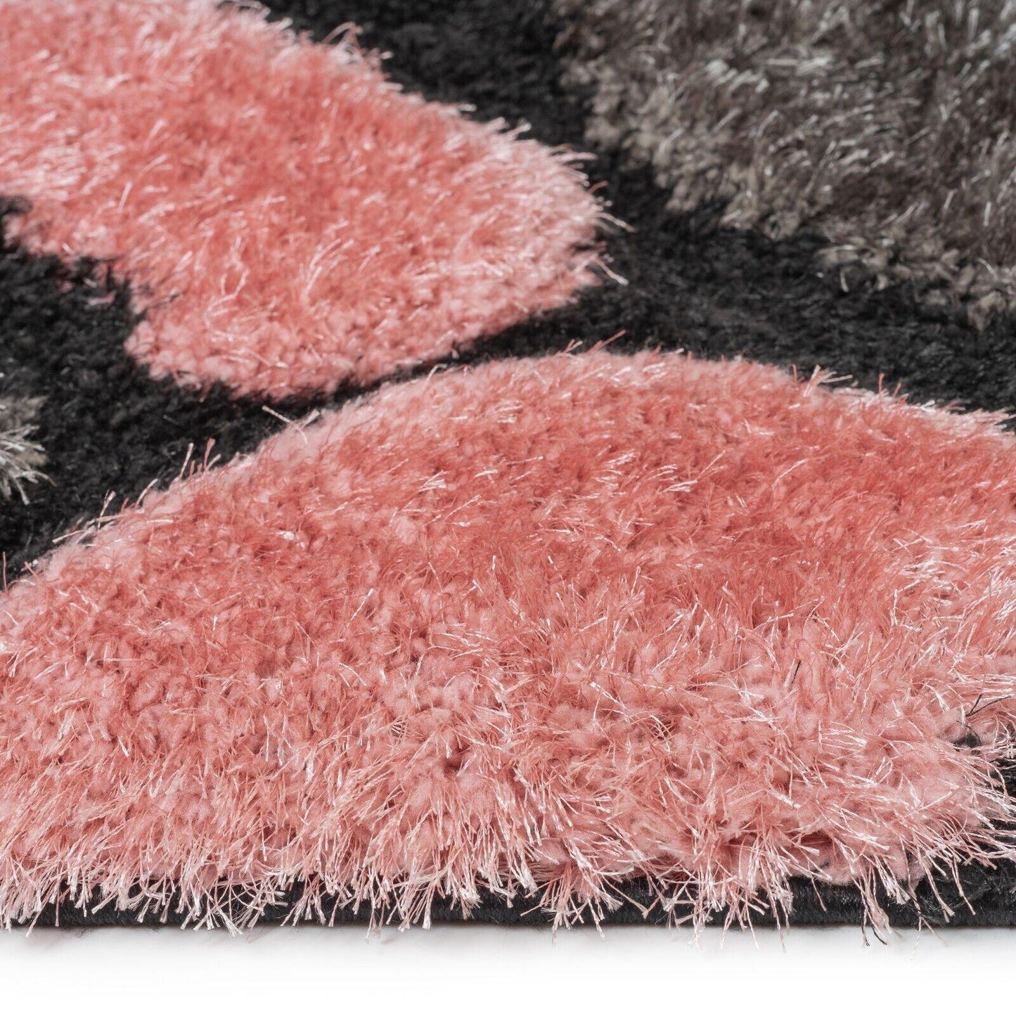 3D Pebbles Shaggy Non Shed Area Rug Runner - Pink