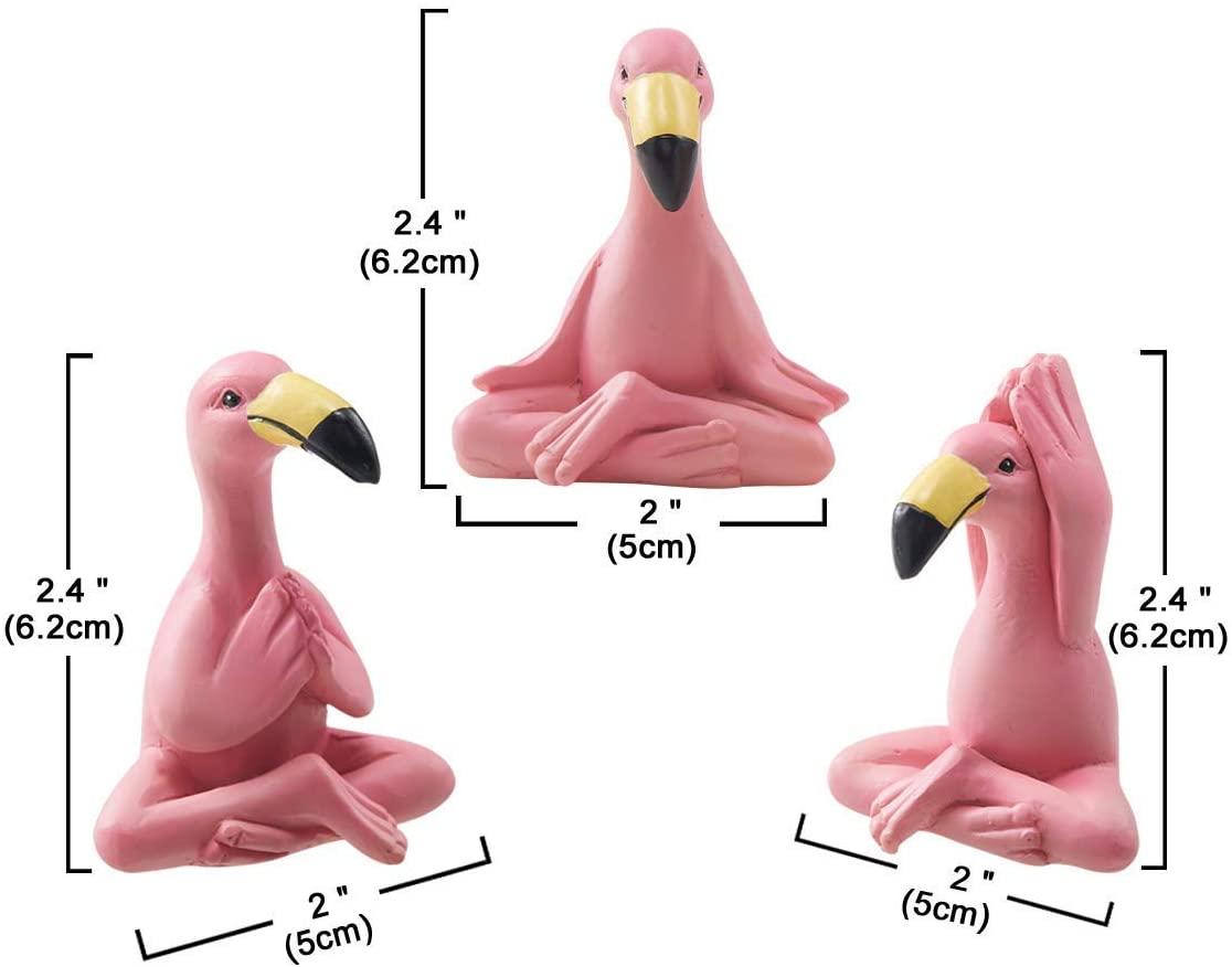 3Pcs Yoga Flamingo Ornaments Patio Mantel Decor Figurine