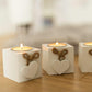 3pc White Shabby Chic Wooden Hearts Cube Tea Light Candle Holders