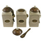 Large Tea, Coffee & Sugar Storage Canisters Set with Spoons Airtight Lids Open View