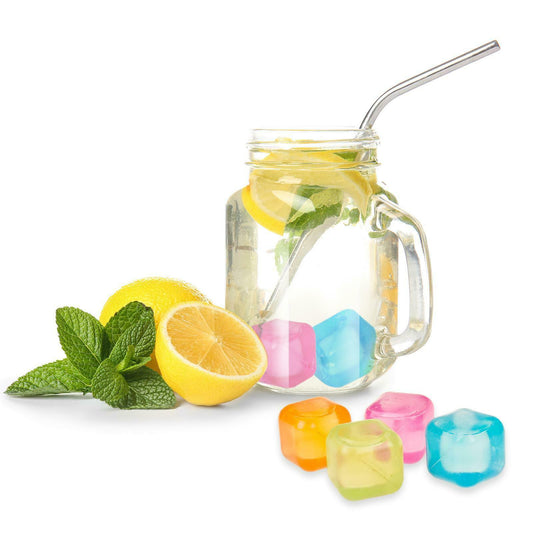 60 Reusable Ice Cubes Multi Coloured Fast Freezable Water Filled