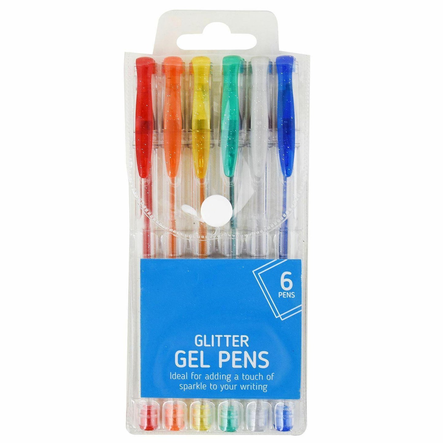 6Pk Glitter Ink Colour Gel Pens Ballpoint Art School Crafts