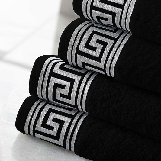 8 Piece Towel Bale Set 100% Egyptian Cotton Greek Key Design - 4 Colours
