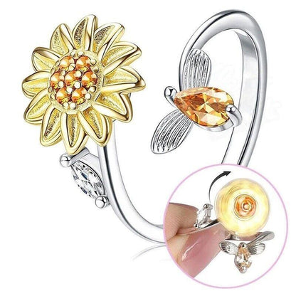 925 Sterling Silver Flower Spinning Anxiety Fidget Ring