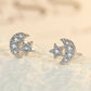 925 Sterling Silver Moon Star Stud Stone Earrings Jewellery