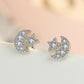 925 Sterling Silver Moon Star Stud Stone Earrings Jewellery