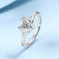 925 Sterling Silver Open Heart Stone Adjustable Ring Jewellery