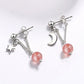 925 Sterling Silver Strawberry Crystal Ball Star Stud Earrings