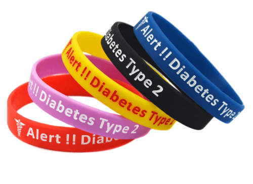 Adult Diabetic Silicone Medical Alert Wrist Bracelets Bands