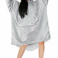 Adults Oversized Fleece Hoodie Blanket Hooded Sweatshirt - Silver Grey