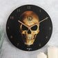 Alchemy Omega Skull Black Gold Gothic Wall Clock