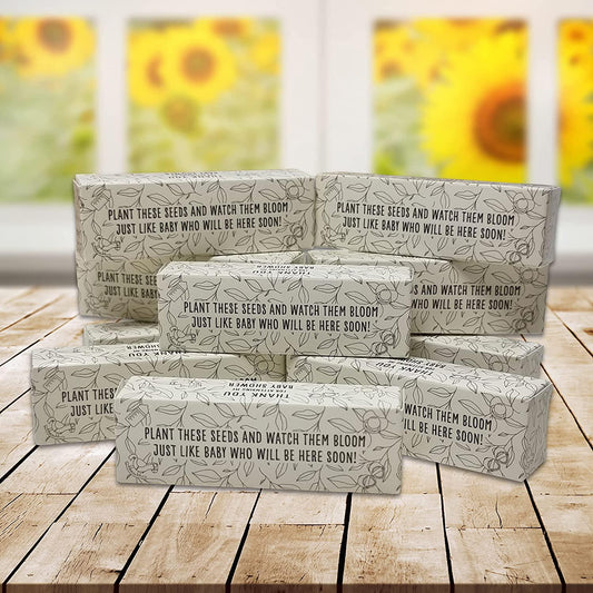 Baby Shower Guest Thank You Gifts - Yellow Sunflower Seed Favours - 10 Boxes