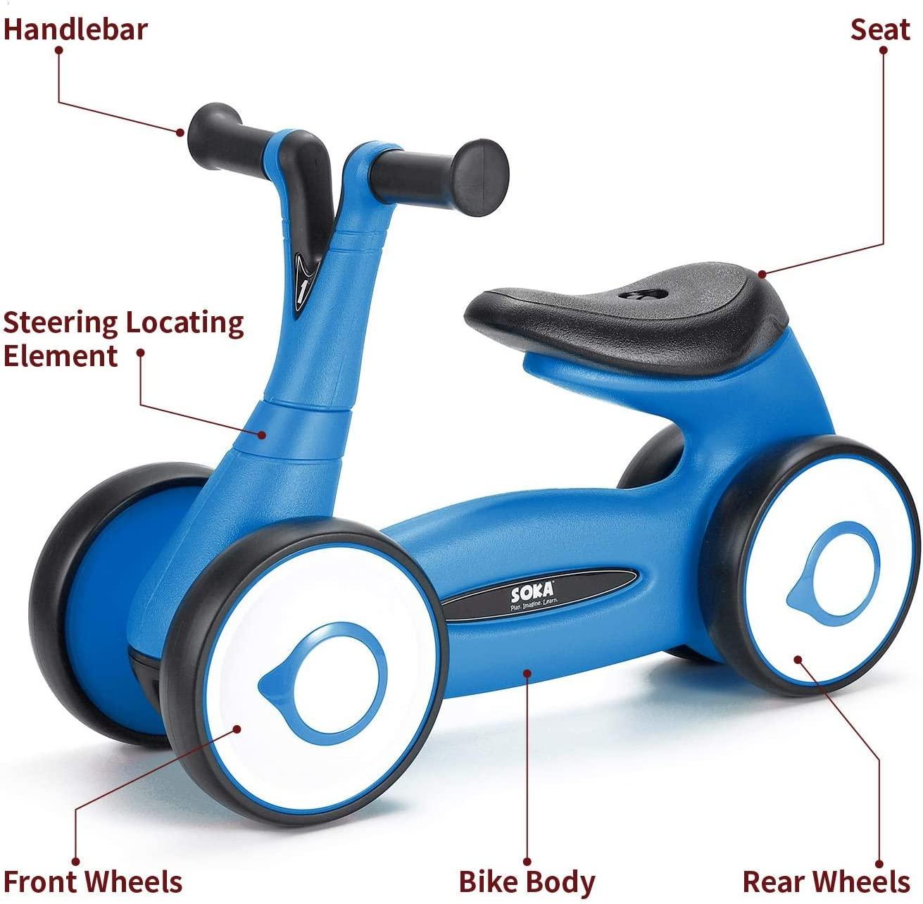 Baby Toddler Balance Bike 4 Wheel Ride-on Bicycle Toy -  3 Colours