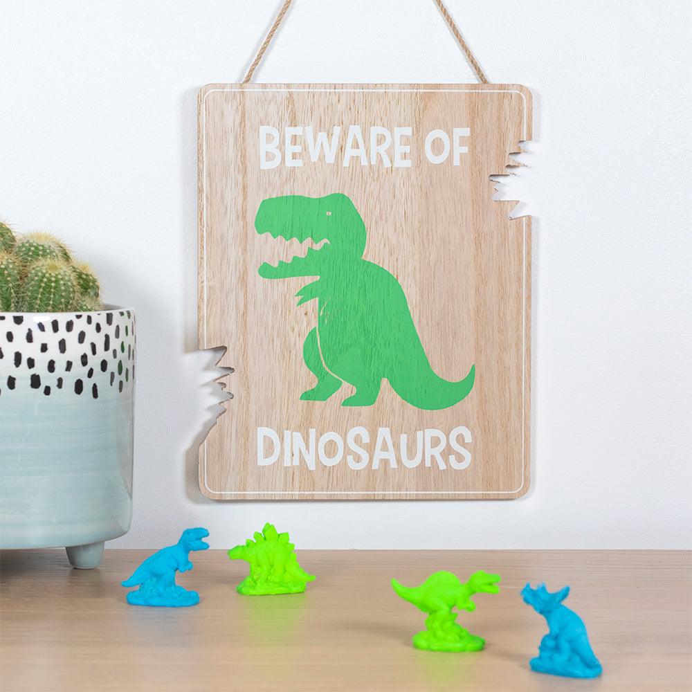 Beware of Dinosaurs Kids Wooden Hanging Wall Door Sign