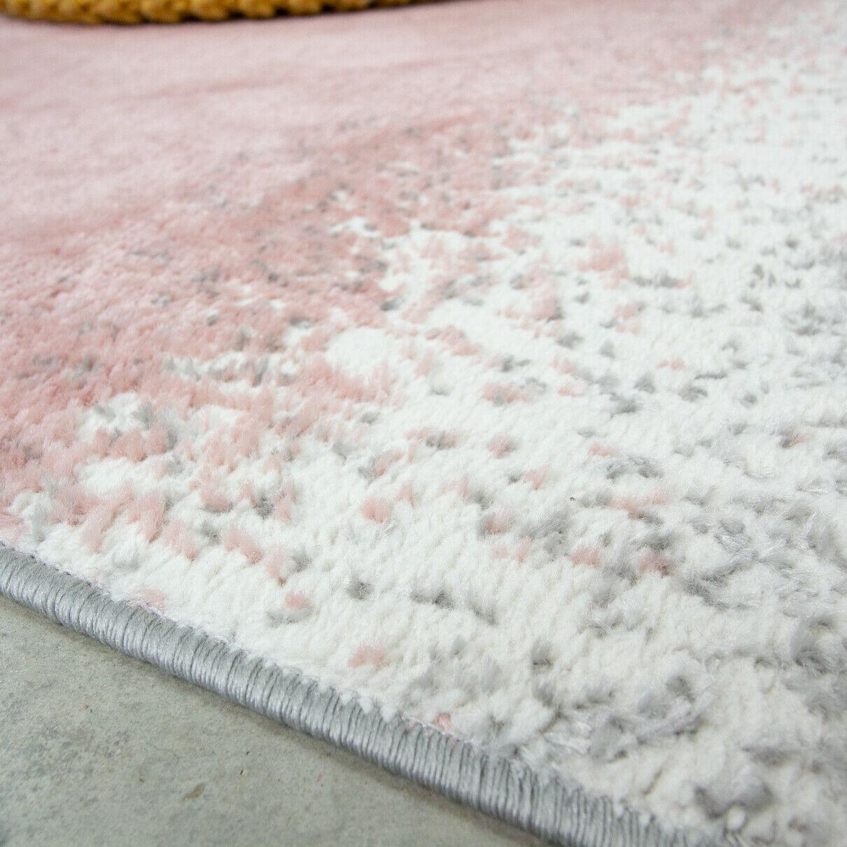Blush Pink Grey Ombre Distressed Striped Area Floor Rug Runner