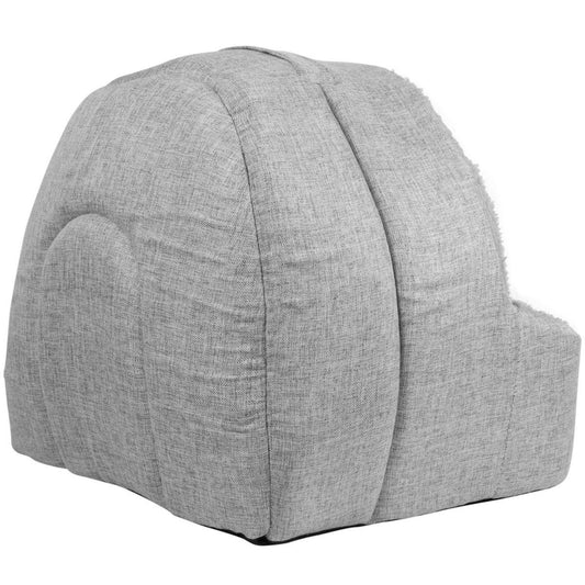 Grey Soft Fleece Cat Dog Igloo Bed with Handle - Warm Snug Pets Bed - Home Inspired Gifts