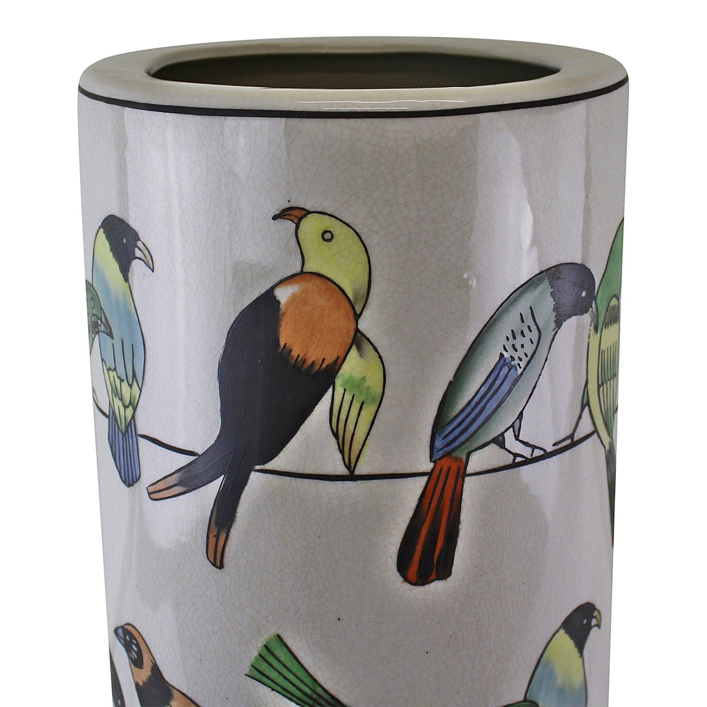 Ceramic Umbrella Stand, Multi Birds Design - Kporium Home & Garden