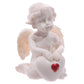 Cute Seated Love Cherub with Red Heart Gem Figurine Statue