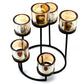 Black Centrepiece Iron Votive Tea Light Candle Holder - 6 Cup Circule Tree