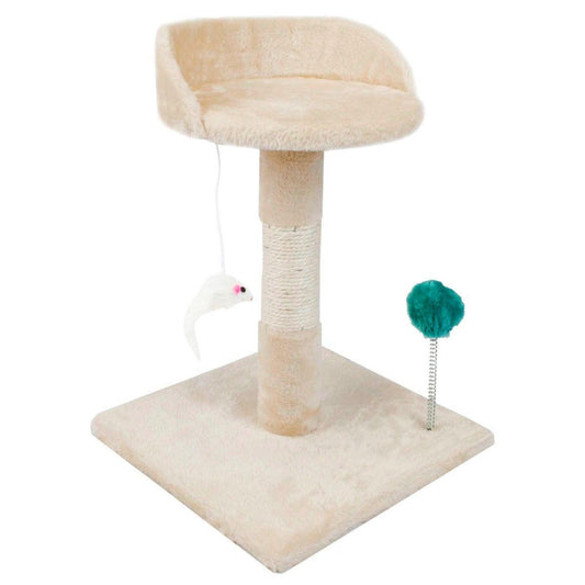 Chair Style Cat Tree Scratching Post Activity Toy - Beige