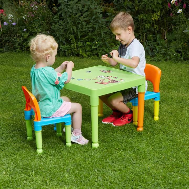 Children's Multicoloured Table and 2 Chairs Set Indoor Outdoor