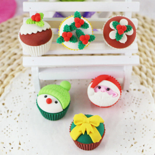 Christmas Cupcake Santa Snowman Erasers Rubbers Stocking Fillers