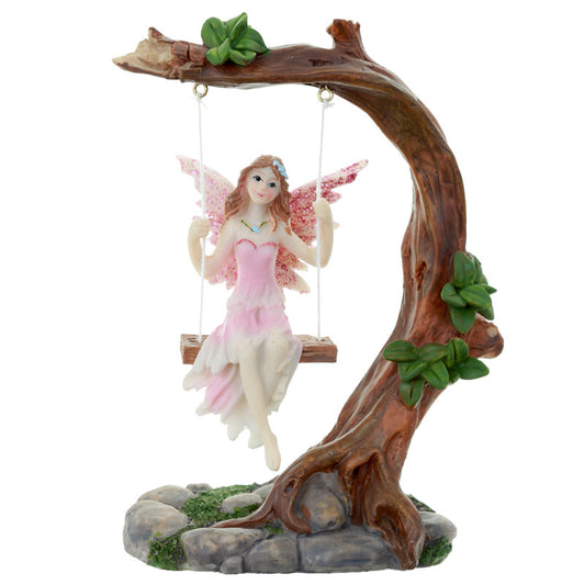 Collectable Flower Fairy on a Swing Figurine Ornament Statue