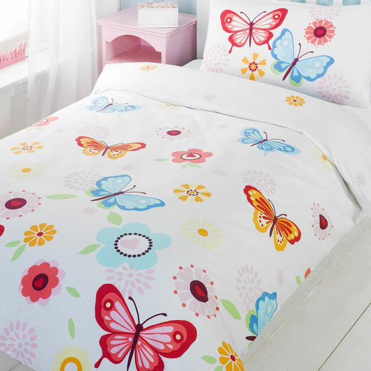 Colourful Butterflies Single Duvet Cover Kids Bedding Set