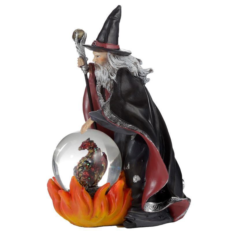 Spirit of the Sorcerer - Fire Dragon Wizard Snow Globe Waterball Ornament - Kporium Home & Garden