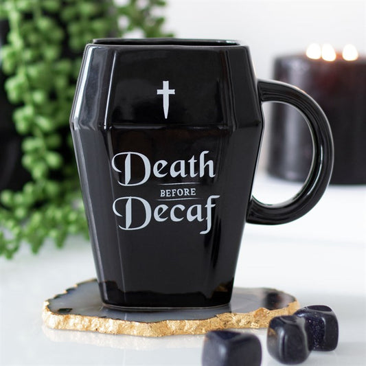 Death Before Decaf Coffin Gothic Black 310ml Mug
