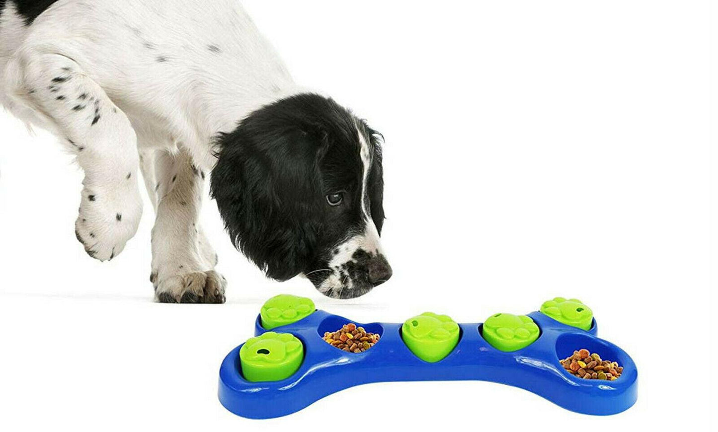 Dog Food Treats Puzzle Feeder Paw Bone Toy Feeding Bowl