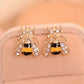 Elegant Gold Small Bee Crystal Rhinestone Stud Earrings